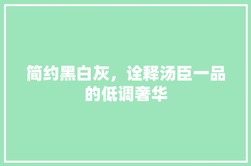 简约黑白灰，诠释汤臣一品的低调奢华