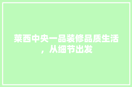 莱西中央一品装修品质生活，从细节出发