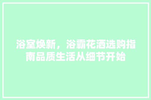 浴室焕新，浴霸花洒选购指南品质生活从细节开始