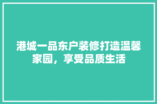 港城一品东户装修打造温馨家园，享受品质生活