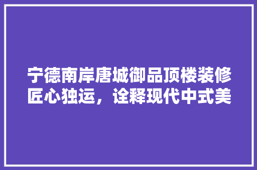 宁德南岸唐城御品顶楼装修匠心独运，诠释现代中式美学