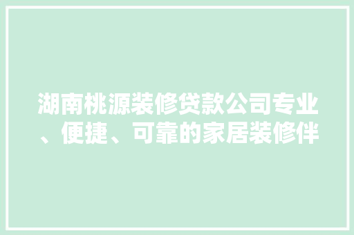 湖南桃源装修贷款公司专业、便捷、可靠的家居装修伴侣