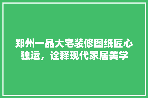 郑州一品大宅装修图纸匠心独运，诠释现代家居美学