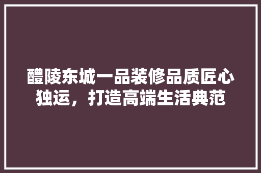 醴陵东城一品装修品质匠心独运，打造高端生活典范