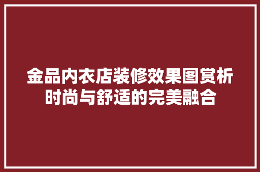 金品内衣店装修效果图赏析时尚与舒适的完美融合