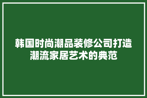 韩国时尚潮品装修公司打造潮流家居艺术的典范
