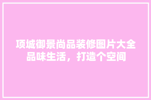 项城御景尚品装修图片大全品味生活，打造个空间