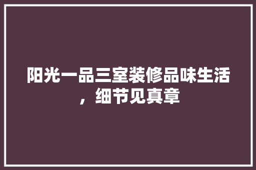 阳光一品三室装修品味生活，细节见真章  第1张