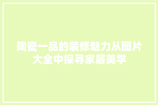 陶瓷一品的装修魅力从图片大全中探寻家居美学