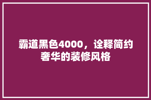 霸道黑色4000，诠释简约奢华的装修风格