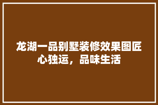 龙湖一品别墅装修效果图匠心独运，品味生活