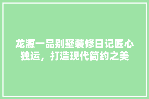 龙源一品别墅装修日记匠心独运，打造现代简约之美