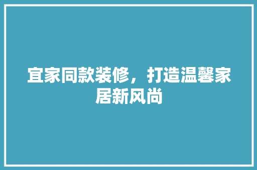 宜家同款装修，打造温馨家居新风尚