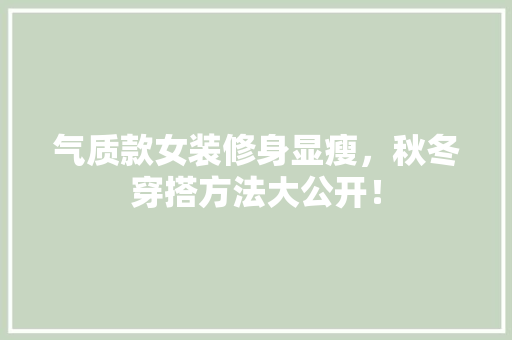 气质款女装修身显瘦，秋冬穿搭方法大公开！  第1张