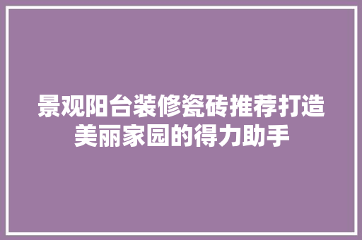景观阳台装修瓷砖推荐打造美丽家园的得力助手