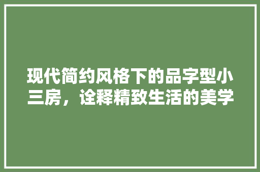 现代简约风格下的品字型小三房，诠释精致生活的美学境界
