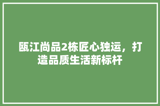 瓯江尚品2栋匠心独运，打造品质生活新标杆