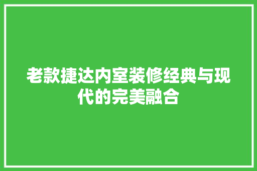 老款捷达内室装修经典与现代的完美融合
