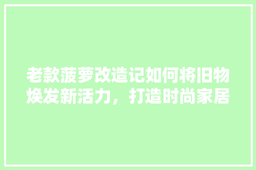 老款菠萝改造记如何将旧物焕发新活力，打造时尚家居空间