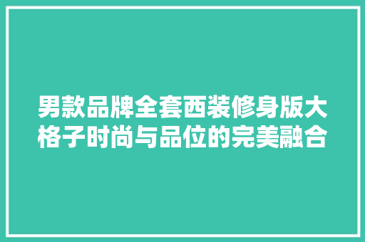 男款品牌全套西装修身版大格子时尚与品位的完美融合