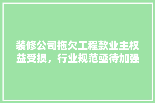 装修公司拖欠工程款业主权益受损，行业规范亟待加强  第1张