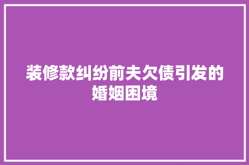 装修款纠纷前夫欠债引发的婚姻困境