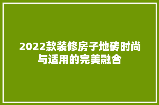2022款装修房子地砖时尚与适用的完美融合