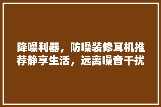 降噪利器，防噪装修耳机推荐静享生活，远离噪音干扰