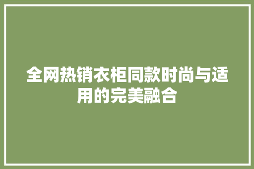 全网热销衣柜同款时尚与适用的完美融合