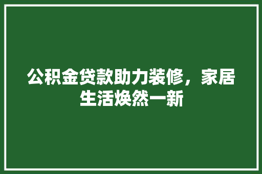 公积金贷款助力装修，家居生活焕然一新