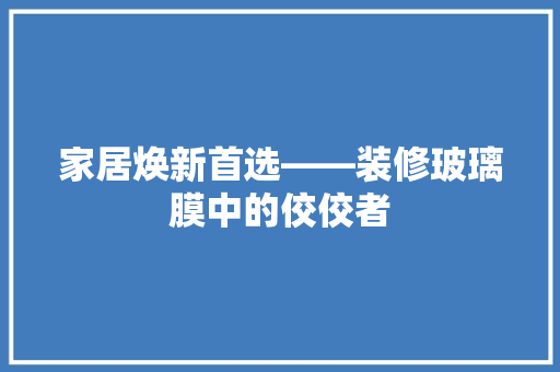家居焕新首选——装修玻璃膜中的佼佼者