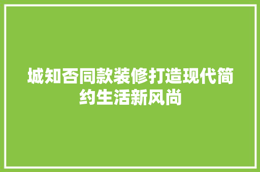 城知否同款装修打造现代简约生活新风尚