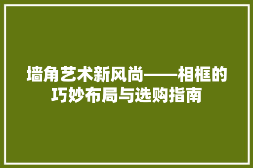 墙角艺术新风尚——相框的巧妙布局与选购指南