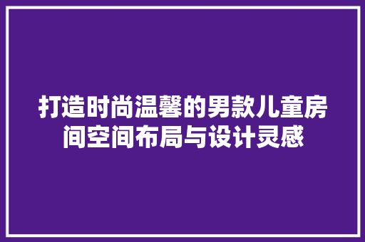 打造时尚温馨的男款儿童房间空间布局与设计灵感
