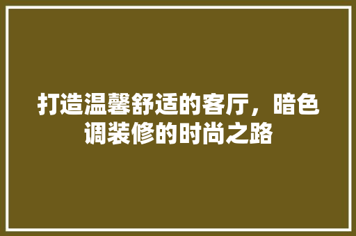 打造温馨舒适的客厅，暗色调装修的时尚之路