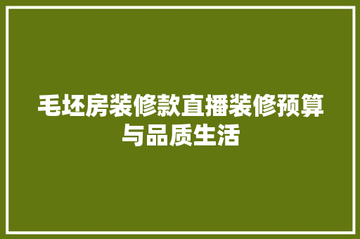 毛坯房装修款直播装修预算与品质生活