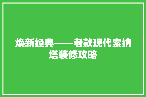 焕新经典——老款现代索纳塔装修攻略
