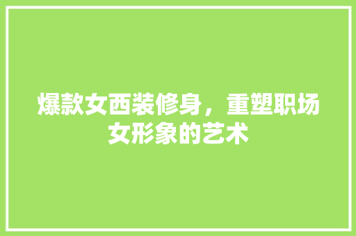 爆款女西装修身，重塑职场女形象的艺术