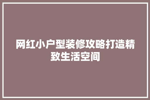 网红小户型装修攻略打造精致生活空间
