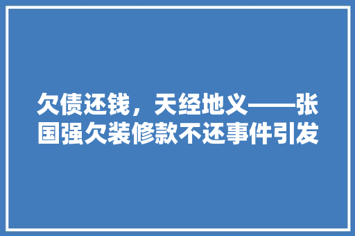 欠债还钱，天经地义——张国强欠装修款不还事件引发的思考