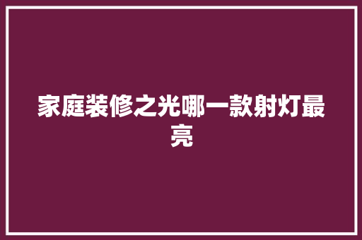 家庭装修之光哪一款射灯最亮