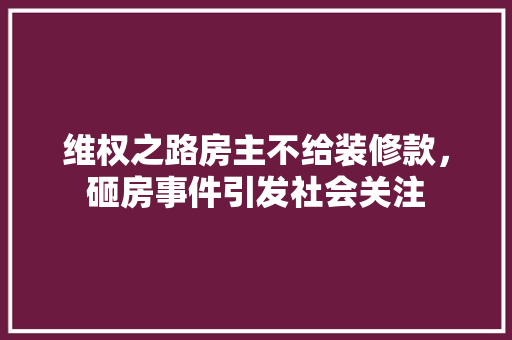 维权之路房主不给装修款，砸房事件引发社会关注