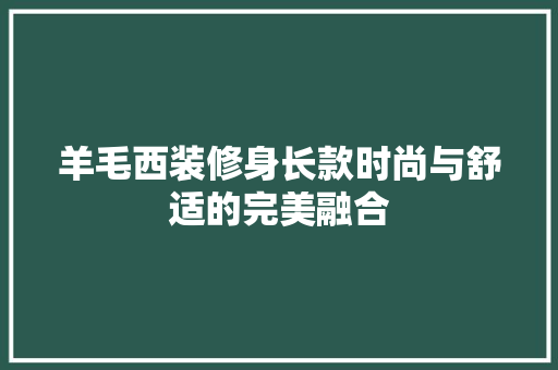 羊毛西装修身长款时尚与舒适的完美融合