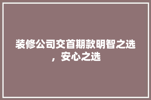 装修公司交首期款明智之选，安心之选