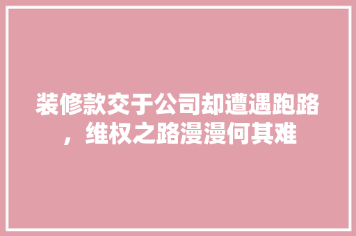 装修款交于公司却遭遇跑路，维权之路漫漫何其难  第1张