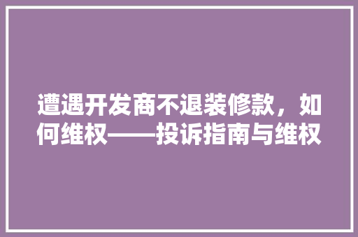 遭遇开发商不退装修款，如何维权——投诉指南与维权步骤