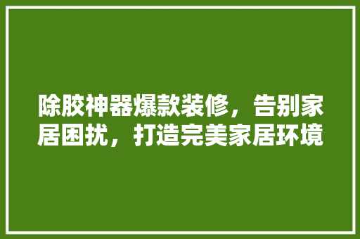 除胶神器爆款装修，告别家居困扰，打造完美家居环境