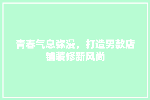 青春气息弥漫，打造男款店铺装修新风尚