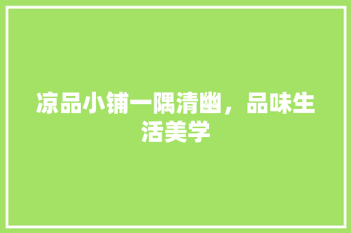 凉品小铺一隅清幽，品味生活美学