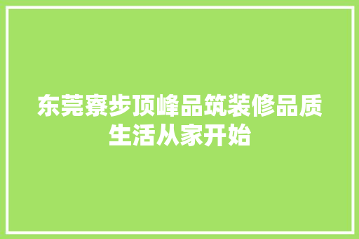 东莞寮步顶峰品筑装修品质生活从家开始